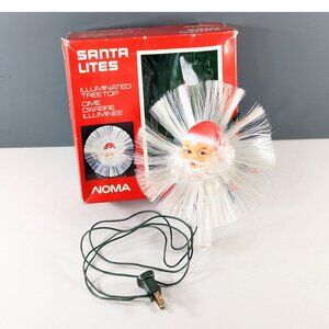 Vintage Noma Santa Face Tree Topper: Illuminated Retro Christmas Decor
